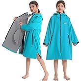Hiturbo Kids Waterproof Swim Parka: Windproof Swimming Coat - Thin Fleece Lining - Oversized Swimmer Jacket