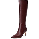 QIY Knee High Boots Women Tall Boots Pointed Toe Kitten Heel Boots for Women Side Zipper Long Fall Boots Women Knee High Boots Size 6-11