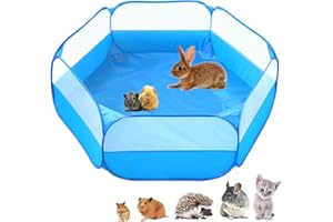 Small Animals C&C Cage Tent, Breathable & Transparent Pet Playpen Pop Open Outdoor/Indoor Exercise Fence, Portable Yard Fence