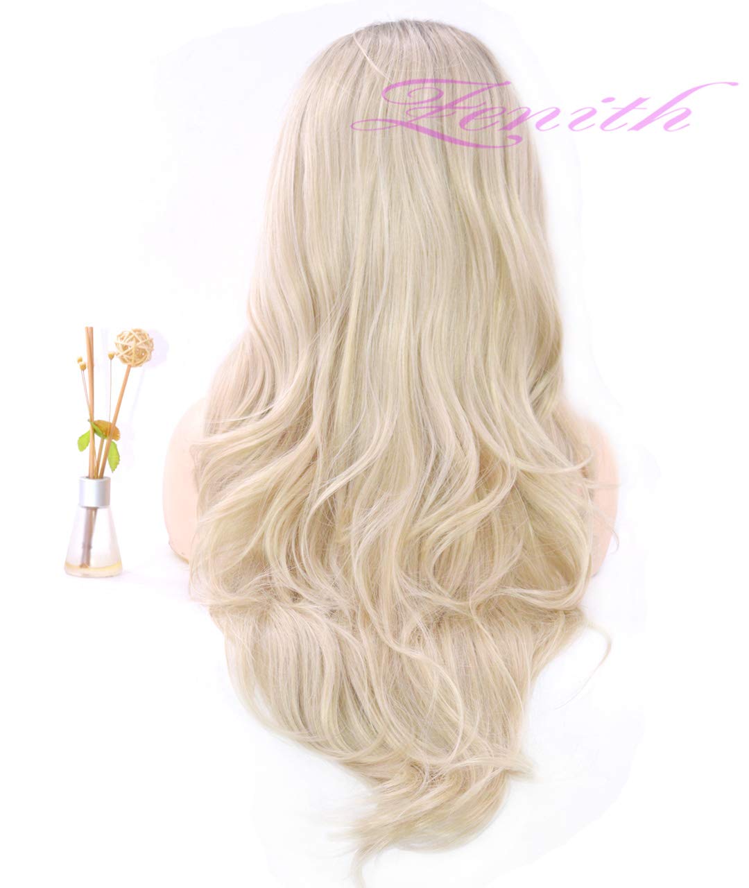 Ealga Ombre Platinum Blonde Lace Front Wigs With Brown Roots