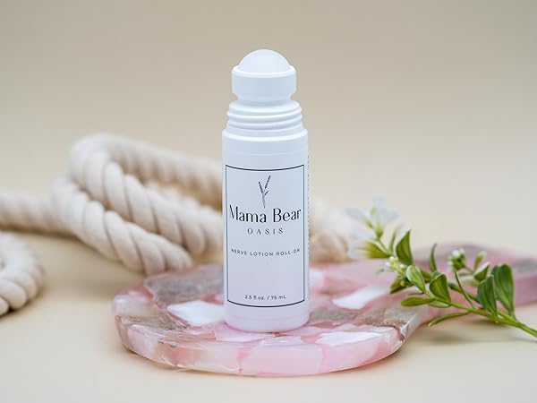 MAMA BEAR OASIS ROLL ON NERVE SUPPORT – FAST ABSORBING & QUICK DRYING MAGNESIUM ROLL ON W/MENTHOL, ALOE VERA, & MORE FOR CALMING EFFECT – GENTLE & NON-GREASY COMFORT RUB FOR EASY APPLICATION