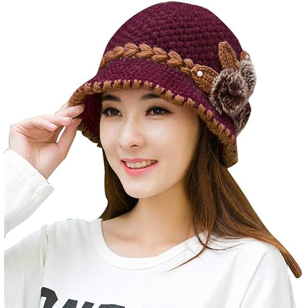 Crochet Bucket Hat Women Trendy Knit Floppy Cap Cute Boho