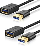 UGREEN USB Extension Cable 2m, 2Pack USB Type A Extension Cable USB 3.0 Male to Female Lead 5Gbps Data Transfer and Charging Cord