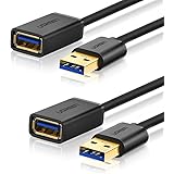 UGREEN USB Extension Cable 2m, 2Pack USB Type A Extension Cable USB 3.0 Male to Female Lead 5Gbps Data Transfer and Charging Cord