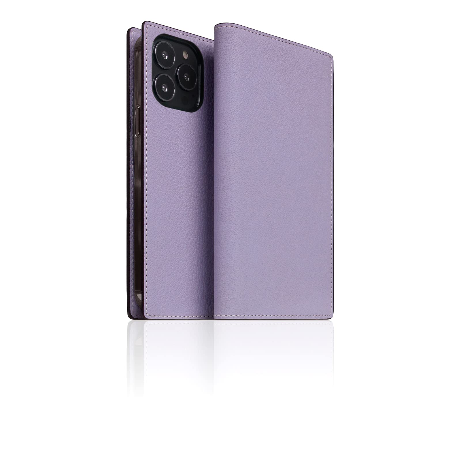 Photo 1 of SLG D9 French Chevere Sully Leather Wallet Case for iPhone 14 Pro Max - Handcrafted Diary Style with Card Holders and Side Cash Pocket, Gift Box Included (Lavenda) Lavender