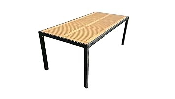 SAM® Polyrattan Gartentisch Finn, Tisch, anthrazit, FSC® 100%, Tischplatte aus Akazienholz, Lounge-Tisch für bis zu 8 Persone
