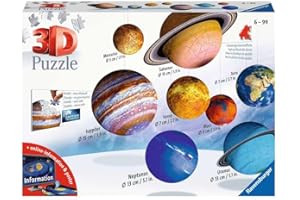 Ravensburger Solar System 540 Piece - 9 Planet 3D Jigsaw Puzzle Set for Kids & Adults | Easy Click Technology | Durable Material | Add a Splash of Color to Your Room Ages - No. 11668