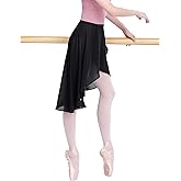 Daydance Teen Girls Women Ballet Skirts Asymmetrical Side Dip Sheer Chiffon Dance Skirts for Leotards