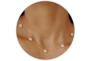 SmileBelle Pearl Necklaces for Women, Daisy Pearl Choker as Y Shaped Pearls Jewelry Gold Heart Necklace for Christmas Teen Gifts Trendy Stuff Birthday Gifts White Baroque Necklace as Wedding Jewelry