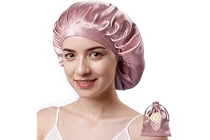 Kaome 100% Mulberry Silk Bonnet for Sleeping Women, 22 Momme Double Layer Silk Hair Wrap, Non-Slip Sleep Cap with Adjustable