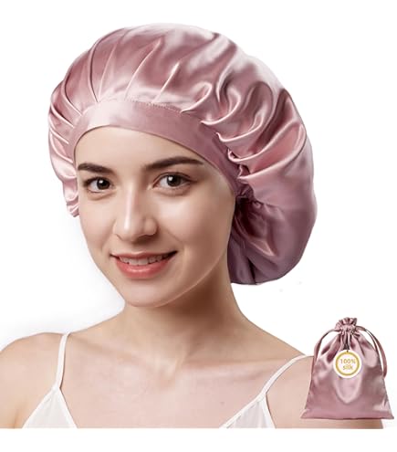 Amazon.com: 100% Mulberry Silk Bonnet for Sleeping Women  display picture 3