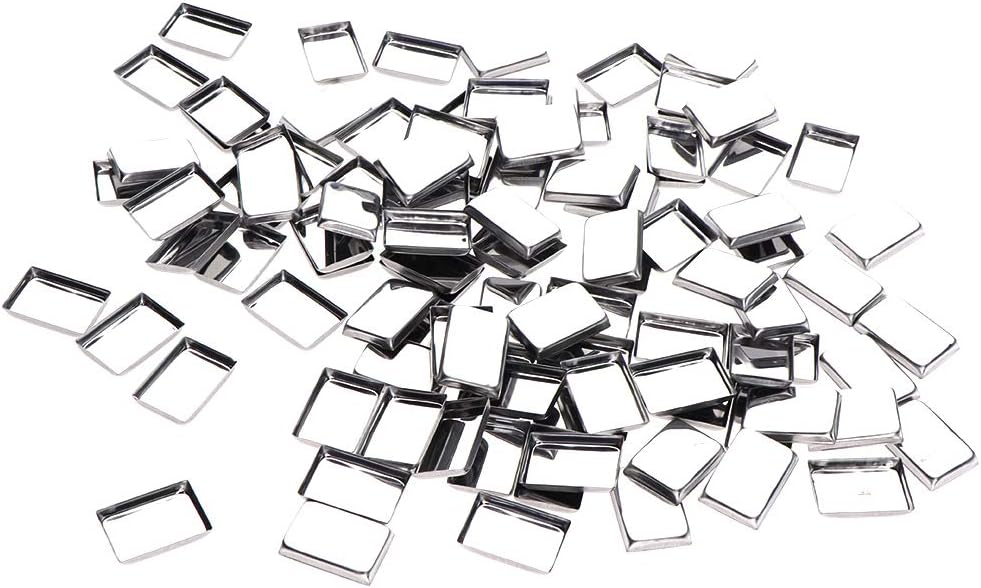 Fityle 100 Pack Empty Round Metal Tin Palette Pans Cosmetic Eyeshadow Blush Lipstick Organizer for Magnets Cosmetic Palettes - Retangle