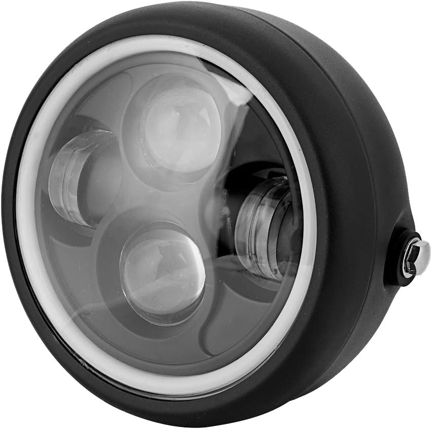 Motorcycle Headlight, Retro Style Universal Motorcycle Bright LED Headlight Motorbike Round Front Lamp
