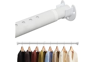 Adjustable Closet Rod, 16-84 inch Closet Hanging Rods, Heavy Duty Closet Rod Wall Mounted Hanging Clothing Poles for Clothes,