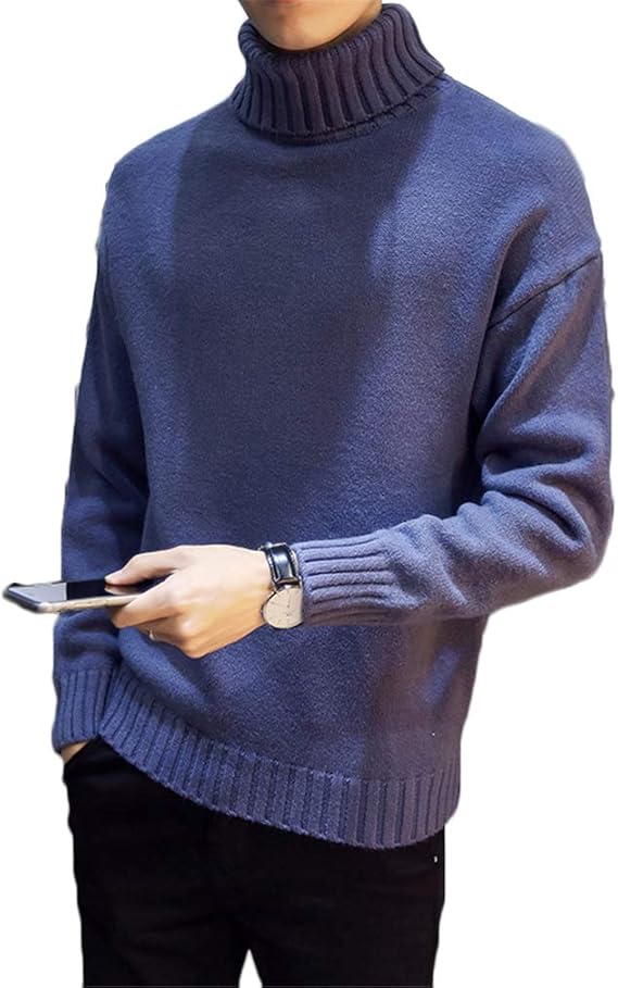 Amazon Angelo ニットセーター ケーブルニット メンズ 無地 タートルネック ニット トップス セーター フィッシャーマン 長袖 ットソー メンズファッション タートル 秋 秋物 秋服 冬服 2xl ブルー セーター 通販