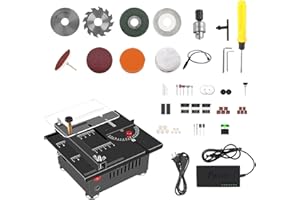 Table Saw, Weytoll 100W Table Saw, Mini Desktop Electric Saw, Cutter Speed & Angle Adjustable, 16MM Cutting Depth with Blade 