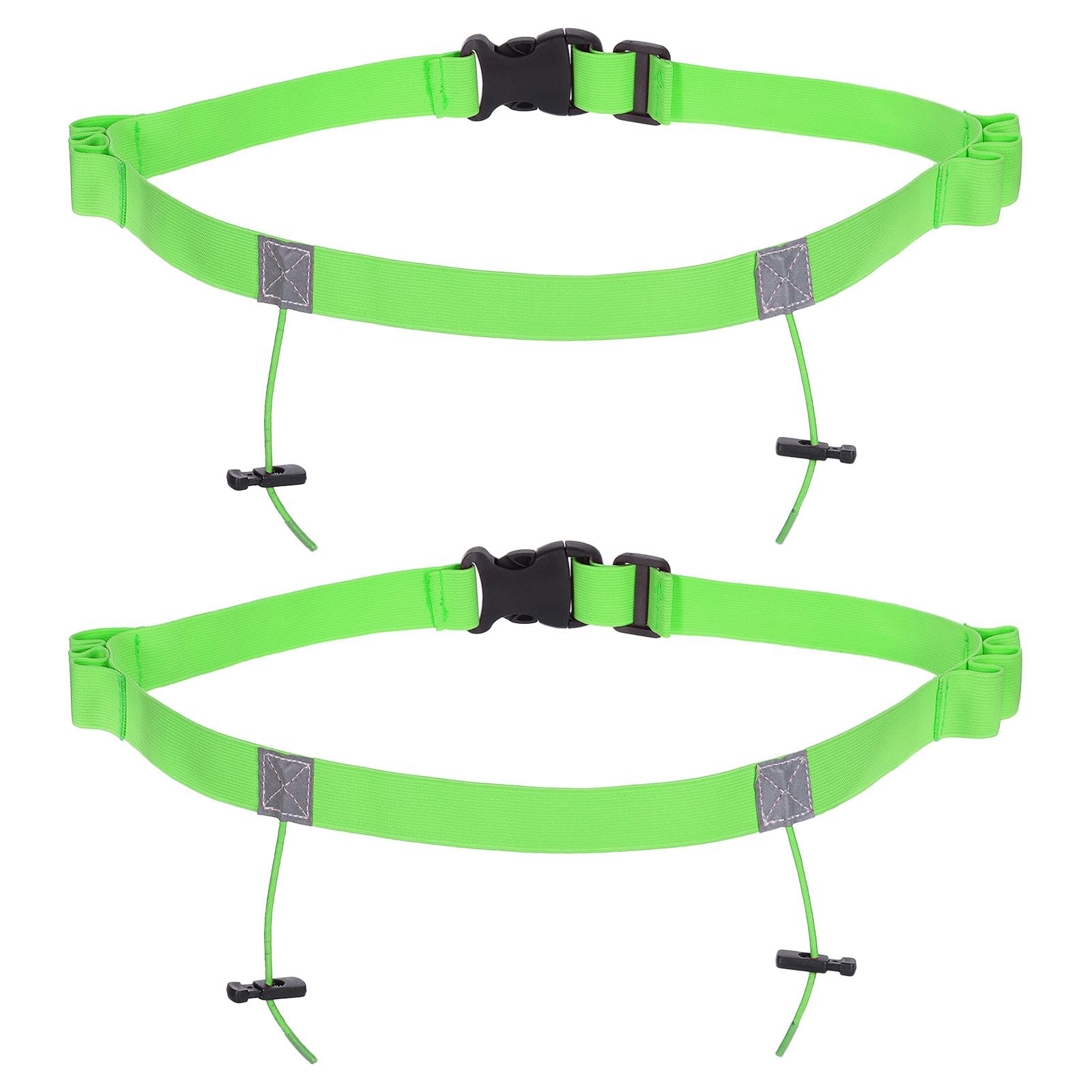 PATIKIL Elastic Triathlon Running Belt, 2 Pack Adjustable Race Number Belt Race Belt Bib Holder with 6 Energy Gel Loops for Marathons Racing Cycling, Green
