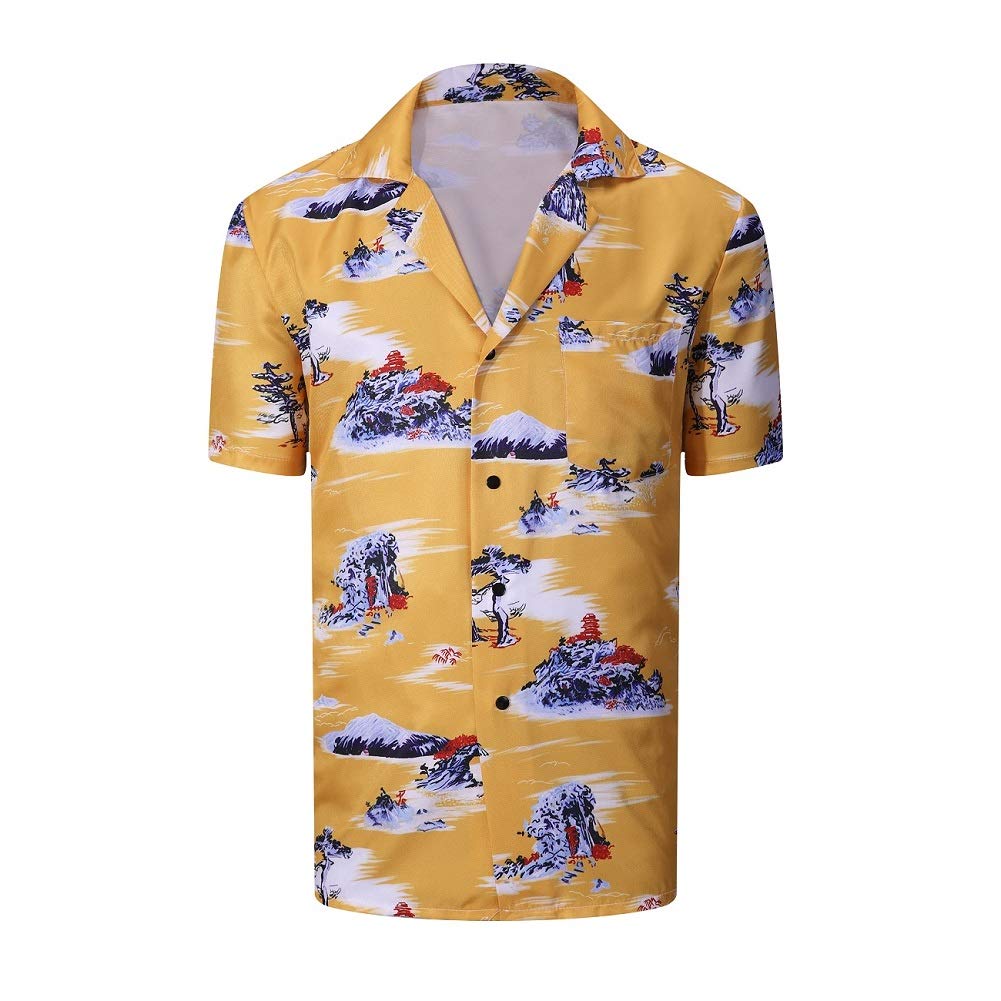 Photo 1 of Cliff Booth Shirt Hawaiian Shir Mens Botton Down Short Sleeve Beach Aloha Summer Top XL