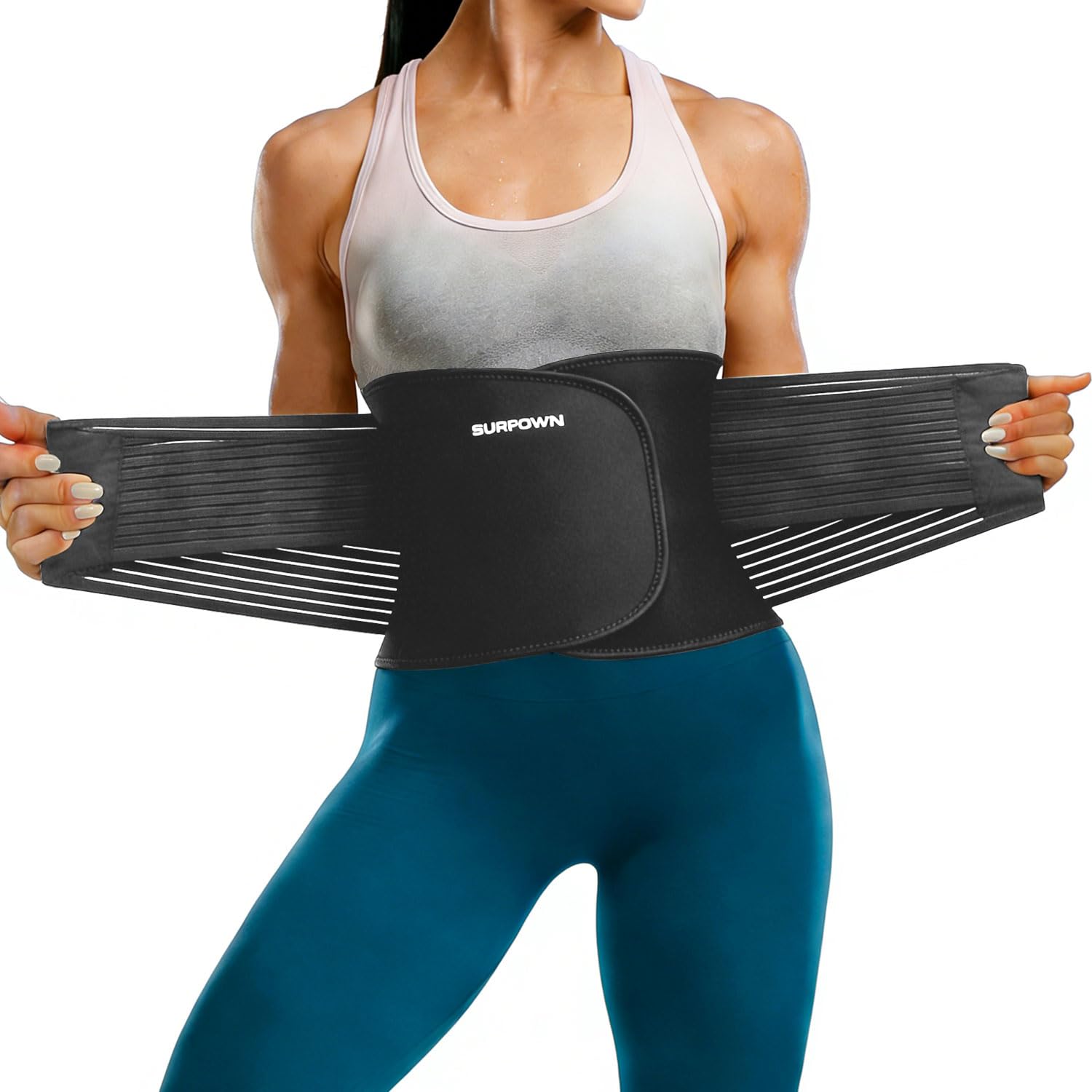 Waist Trainer for Weight Loss, Stomach Flattener Body Shaper Band, Cincher Belly Tummy Trimmer Back Support Belt, Abdominal Slimming Binder Fat Burner Gym Girdle for Exercise Fitness Black L