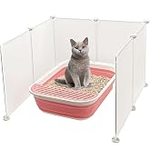 VCEPJH Cat Litter Box Enclosure Splash Guard Extra Large High Wall Pee Shields DIY Privacy Screen for Litterbox Barriers L24 xW22.8xH15.7 in White (Kitty Boxes Not Included)