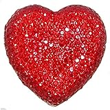 Glittery Heart Ring! , in Red with Silver Tone Finish