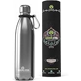 Greens Steel Stainless Steel Water Bottle - 25 oz, Steel | Vacuum Insulated Double Wall with Screw Lid/Leak Proof | Thermal Travel Sports Canteen Coffee Flask