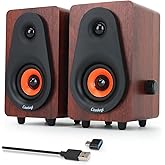 cinnkeyi 12W USB Computer Speakers 【2026 Update】 Wooden Desktop Speakers with Dual Diaphragms, High-Fidelity Stereo for PC, Laptop, Monitor, Tablet – USB Powered with Built-in Audio Output