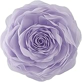 JWH 3D Flower Throw Pillow Covers Aesthetic Decorative Stereo Floral Accent Pillow Cases Round Cushion Rose Pillowcase for Bedroom Bed Couch Chair Car 12 Inch Lilac Purple