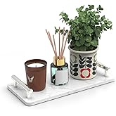 XZHXFX Guest Towel Holder Tray for Bathroom,Marble Slab with Handles - Napkin Holder for Kitchen - Bathroom Tray(Silver,Small)