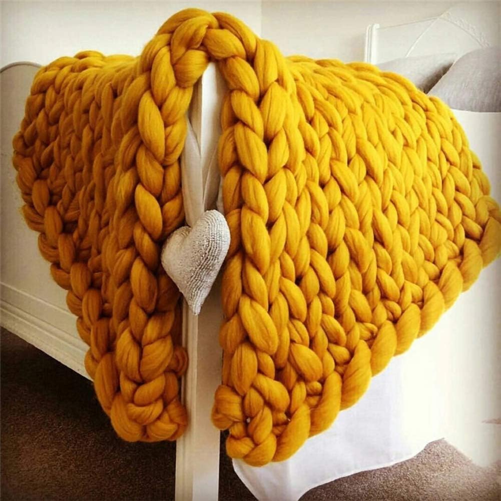 Big Chunky Yarn Knit Blankets Handmade Knitting Throw Blanket for Couch Sofa Chair Home Decoration Super Large Soft Warm Pet Bed Chair Mat Rug