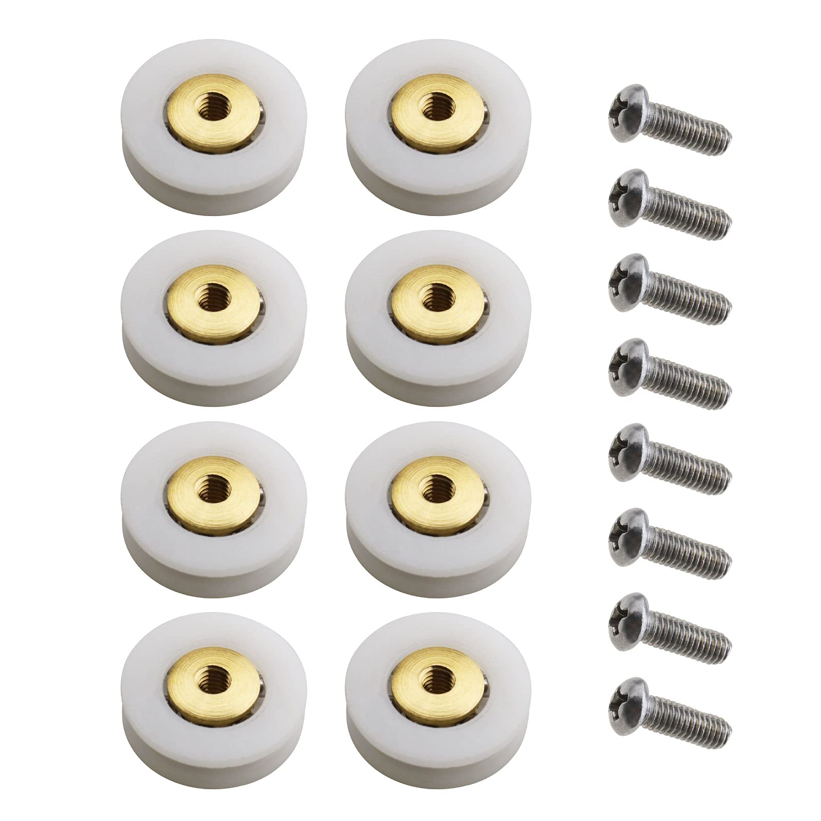 YINETTECH 8X Single Shower Door Rollers, V Grooved 19mm Shower Door Runners Wheels Pulleys with M4 Screws