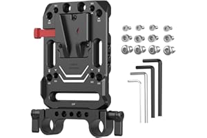 SmallRig V-Mount Battery Plate with Dual 15mm Rod Clamp, Compatible with Most V-Mount Batteries, Including Neewer PS099E, for