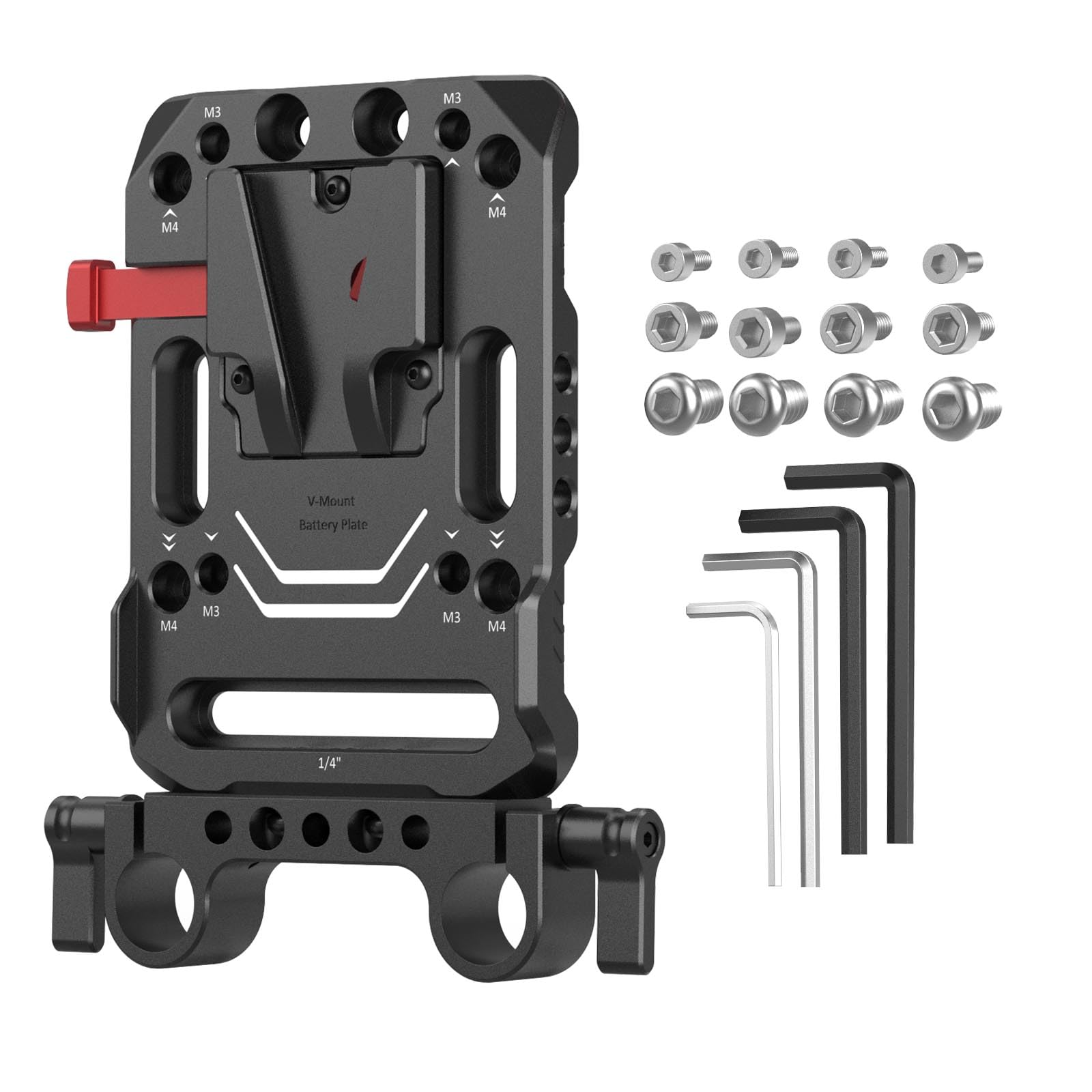 SMALLRIG V Mount Battery Plate, V-Lock Battery Plate with Dual 15mm Rod Clamp, 1/4