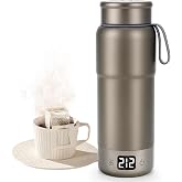 Pure Titanium Travel Kettle,Dual Voltage Portable Electric Kettle 110V-240V Smart Small Water Boiler for Tea &amp; Coffee,12 Temperature Control,Auto Shut Off &amp; Boil Dry Protection (Gray,520ML)