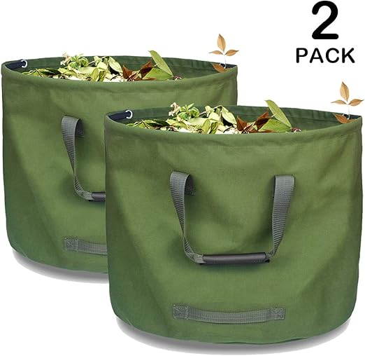 Gardening Waste Bag Portable Waterproof Canvas Garden Trash Bag Reusable Lawn Leaf Container