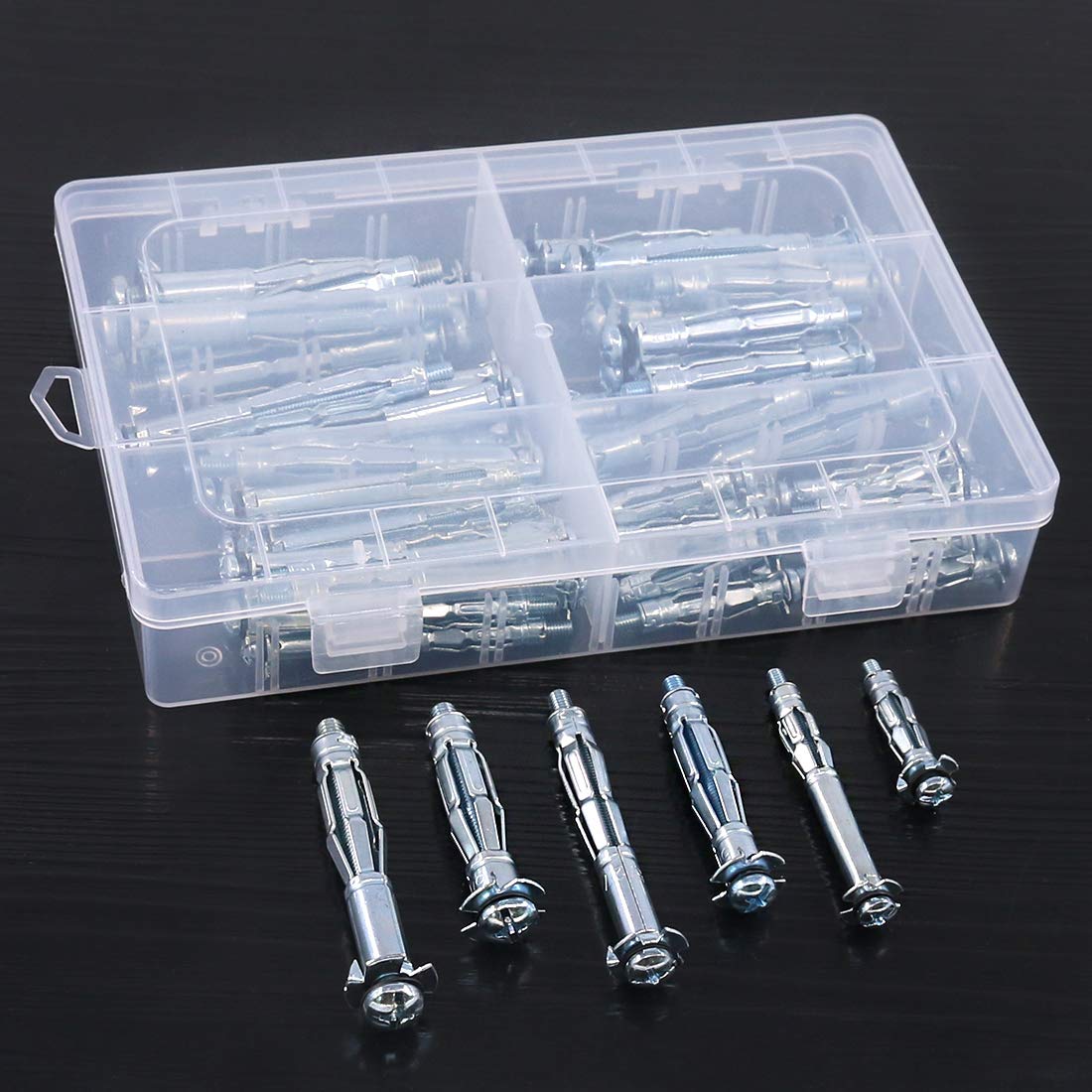 Rustark 52Pcs 6 Sizes Heavy Duty Zinc Plated Steel Molly Bolt Drive