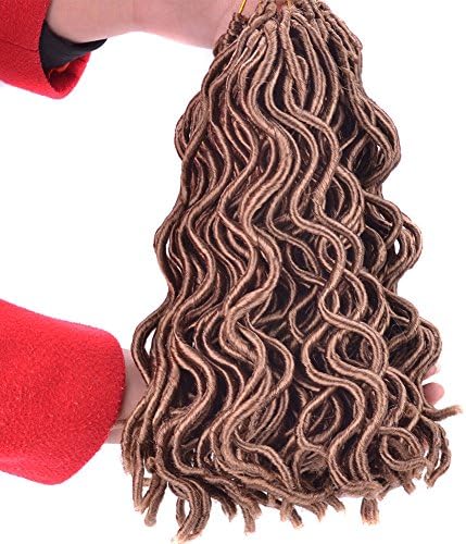 12-14'' Faux Locs Crochet Hair 2x Janet Collection Havana Mambo Faux Locs 24Roots Wavy Crochet Braids Faux Goddess Locs Extensions (6pcs 12inch, 27#)