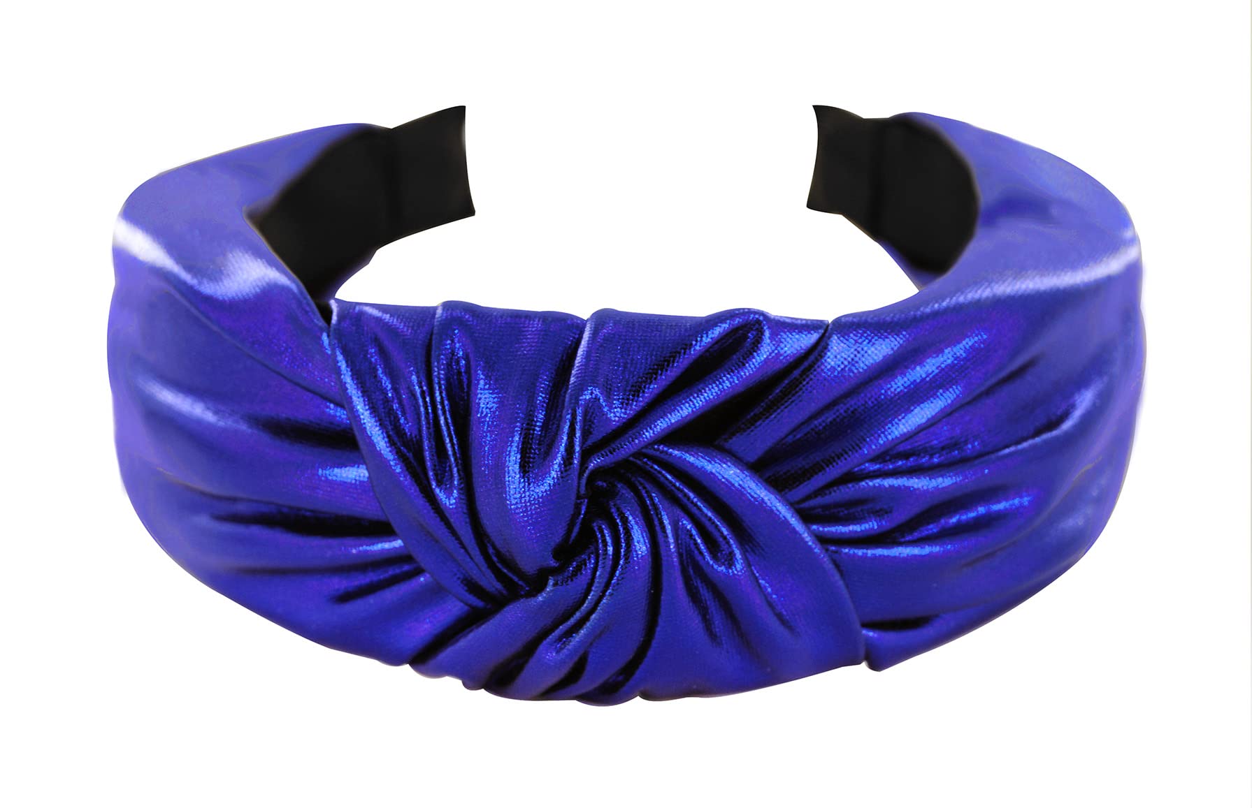 Axy Wide Headband with Knot – Women's Metallic Look Headband Hair Accessory HR35G (Blue)