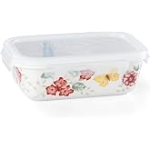 Lenox Butterfly Meadow Porcelain Food Storage Container, 28oz | dishwasher safe, microwave safe | floral design | kitchen storage | 28oz, gift for women, kitchen storage item
