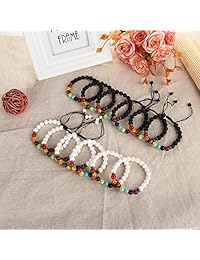 Subiceto 2   12 piezas Chakra piedra de lava pulseras para hombres mujeres difusor de aceite aromaterapia Yoga cuerda curativa unisex joyería regalos