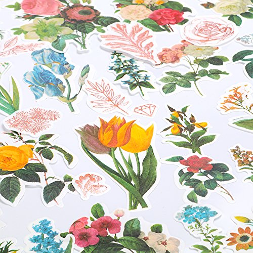 Molshine Flower Stickers Pack(279Pcs) Various Special Shaped Retro Sticker Decals for Personalize Laptops, Skateboards, Luggage, Cars, Bumpers, Bikes, Bicycles, Books