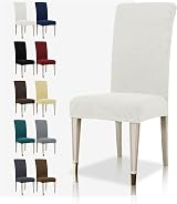 MAXIJIN Super Stretch Jacquard Dining Chair Cover Parson 6 White