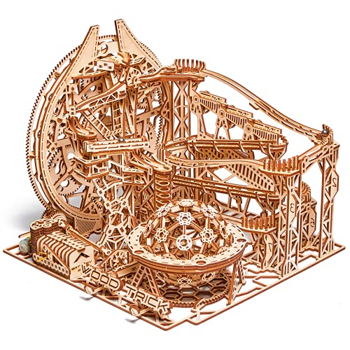 Wood Trick Galaxy Marble Run - 3D Puzzles in Bois à construire pour adultes - Fonctionnement électrique - Model Kits en Bois de montagnes russes pour adultes à construire