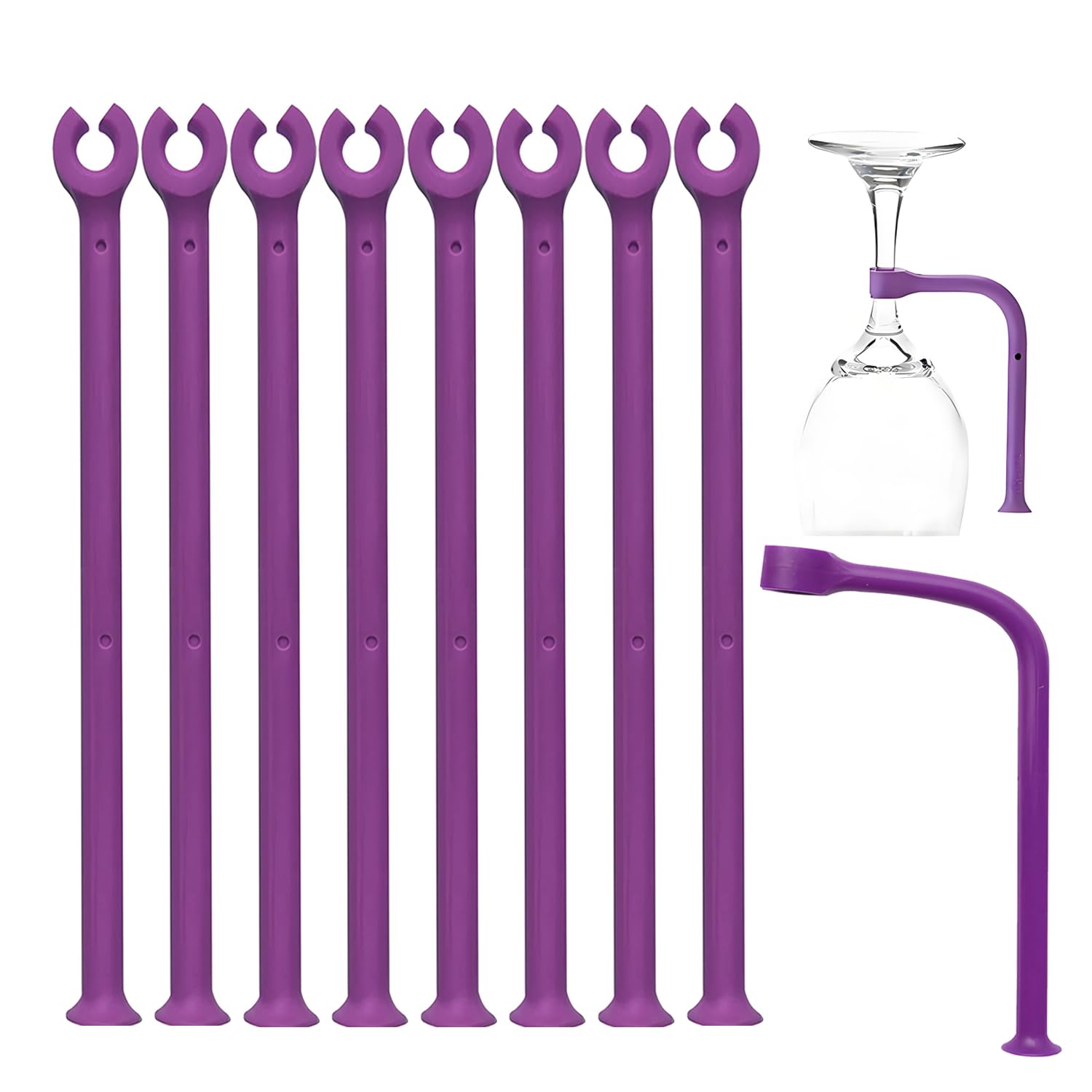 YouU Tether Silicone Dishwasher Attachment Silicone Stemware Saver Flexible Stemware Holder Dishwasher Wine Glass Protector Purple (8 pcs)