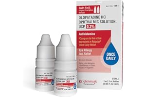 Glenmark Therapeutics Once Daily Olopatadine Eye Drops for Allergies, Redness Relief, Antihistamine, Allergy Relief from Pet Dander, Pollen, Grass, Ragweed, Olopatadine HCl 0.2%, 2.5ml (Twin-Pack)