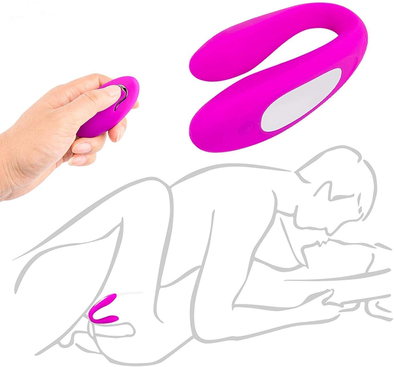 Cherryl ABS Wireless U-shape Stimulation Toys 12 Frequency Quiet Dual Motor Mass,AGER for Sore Back Foot Neck Leg Whole Body Muscle Remote Control