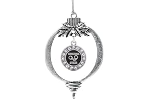 Inspired Silver - Correctional Officer - Silver Christmas Ornament - Circle Charm Christmas Tree Ornament with Cubic Zirconia - Holiday Hanging Decoration