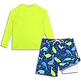 MILANKERR Toddler Boys Rash Guard Sets,Swim Trunks with Compression Liner UPF50+