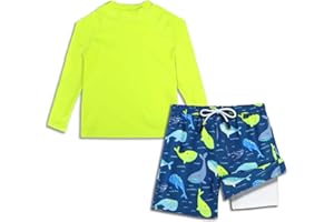 MILANKERR Toddler Boys Rash Guard Sets,Swim Trunks with Compression Liner UPF50+