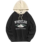 ZAFUL Men's Hooded Sweatshirt, Letter Mountain Graphic Embroidery Plush Fleece Casual Drawstring Pullover Hoodie